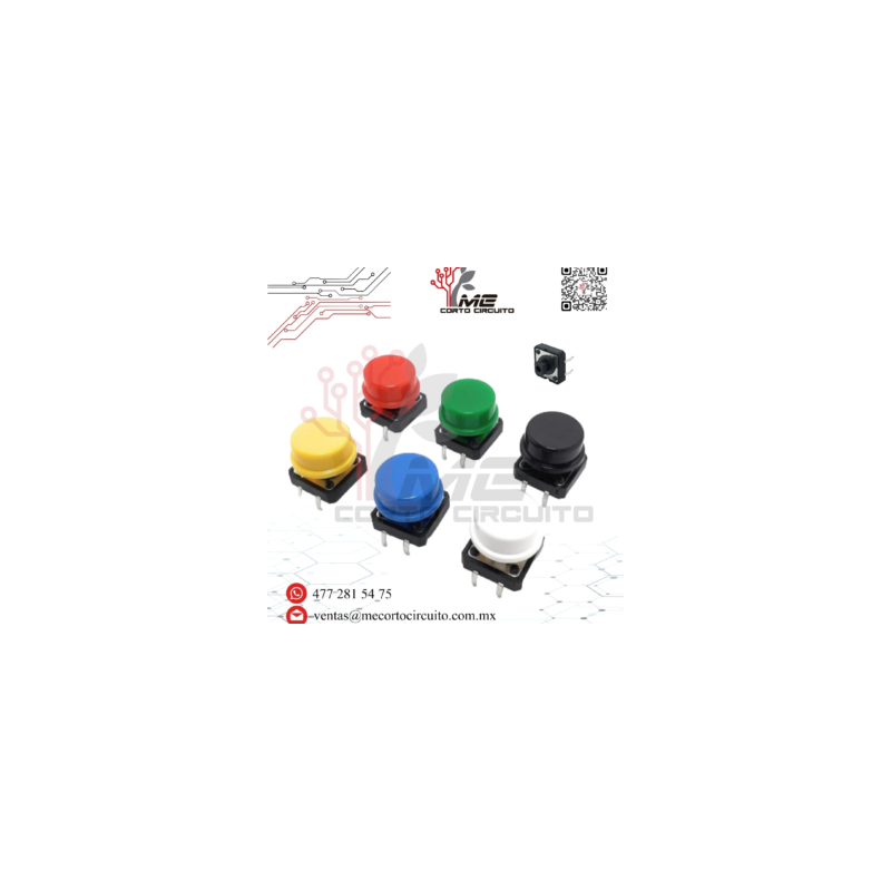 PUSH BUTTON 4 PINES CON TAPA 12X12MM