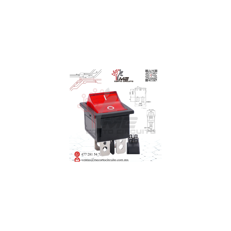 INTERRUPTOR CON PILOTO 4 PINES 6A/250V