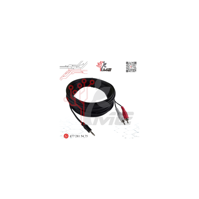 CABLE PARA AUDIO 2 RCA MACHO -1 PLUG 3.5mm