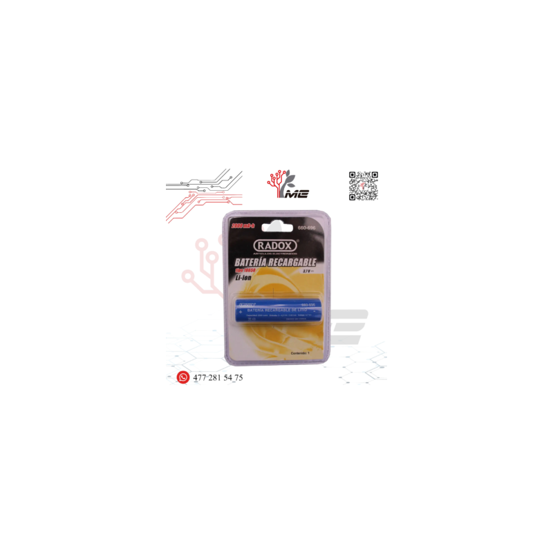 BATERIA RECARGABLE LI-ION 3.7V 2000 mAh (18650)