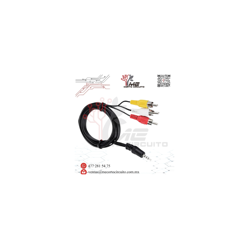 CABLE RCA 3 PLUG – 1 PLUG 3.5 MM 1.8M