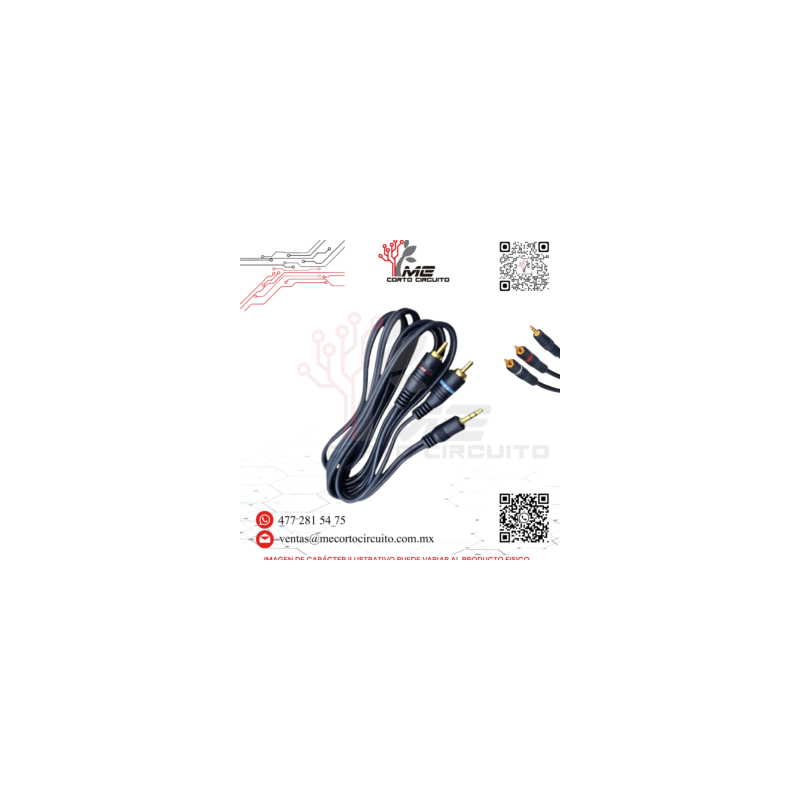 CABLE PARA AUDIO USO RUDO 2 RCA – PLUG 3.5