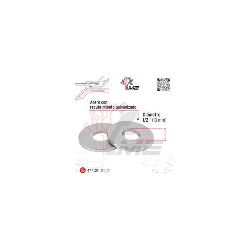ARANDELA DE ACERO GALVANIZADO 1/4